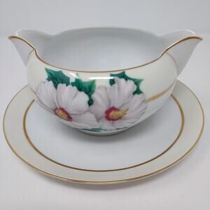 Kent Tropical Pattern Open Gravy Boat 7.25" Occupied Japan Vintage 1950